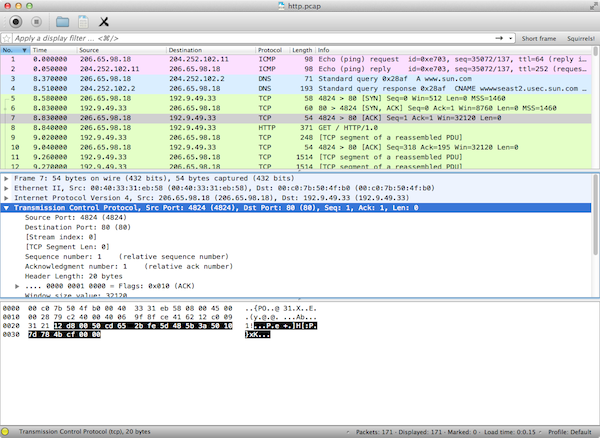 Capture d'écran de Wireshark en Qt sous Mac OS