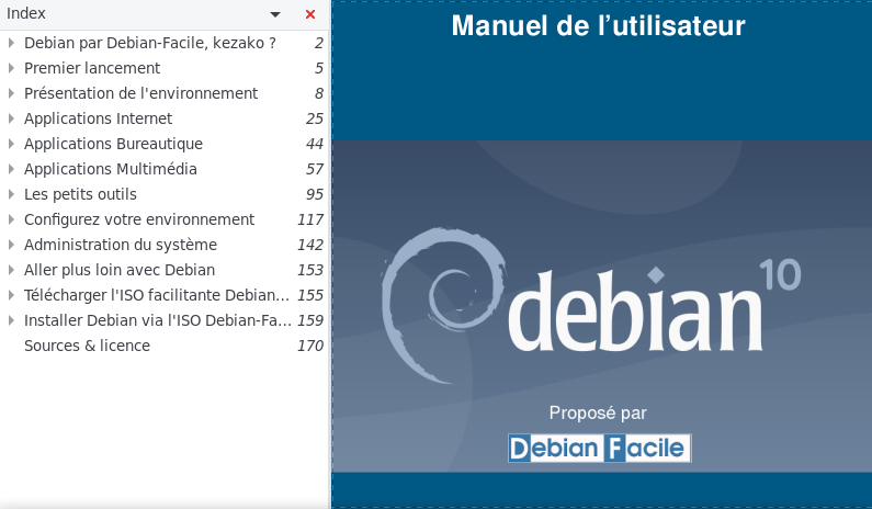 La documentation PDF jointe à l’ISO Debian-Facile