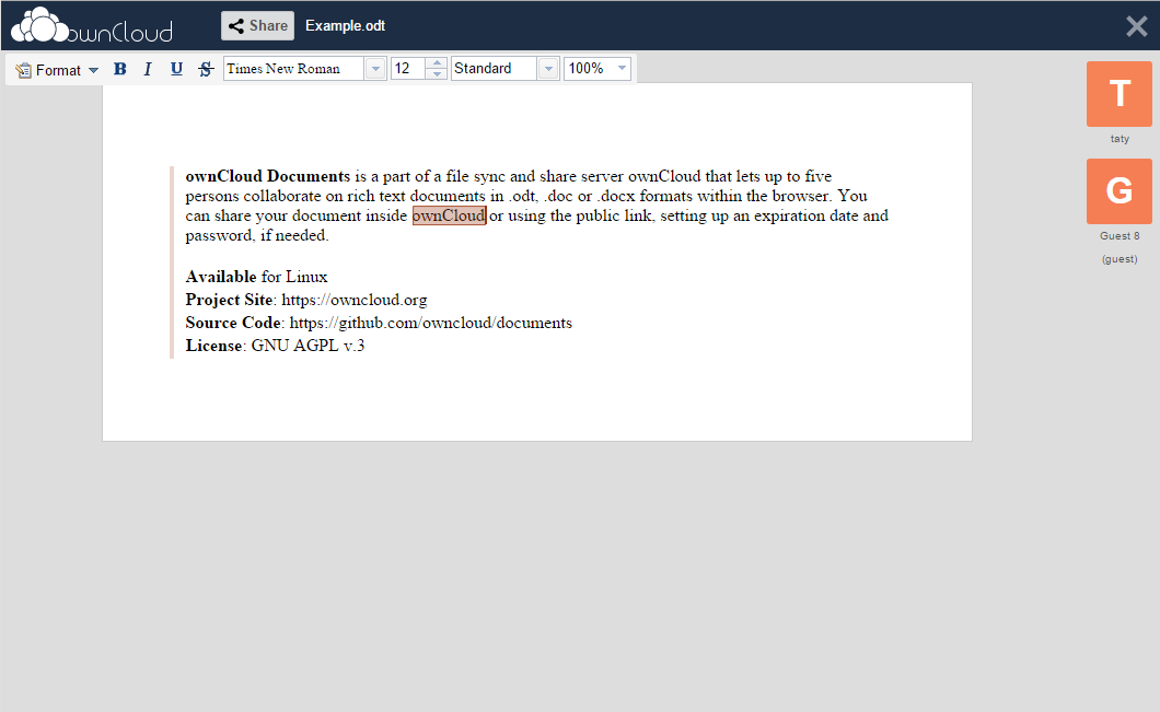 OwnCloud Documents