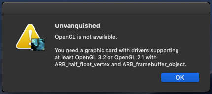 Message d’erreur pour l’absence de OpenGL