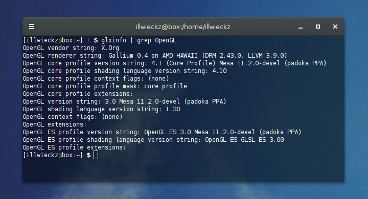 Mesa 11.2 et OpenGL 4.1 sur Ubuntu
