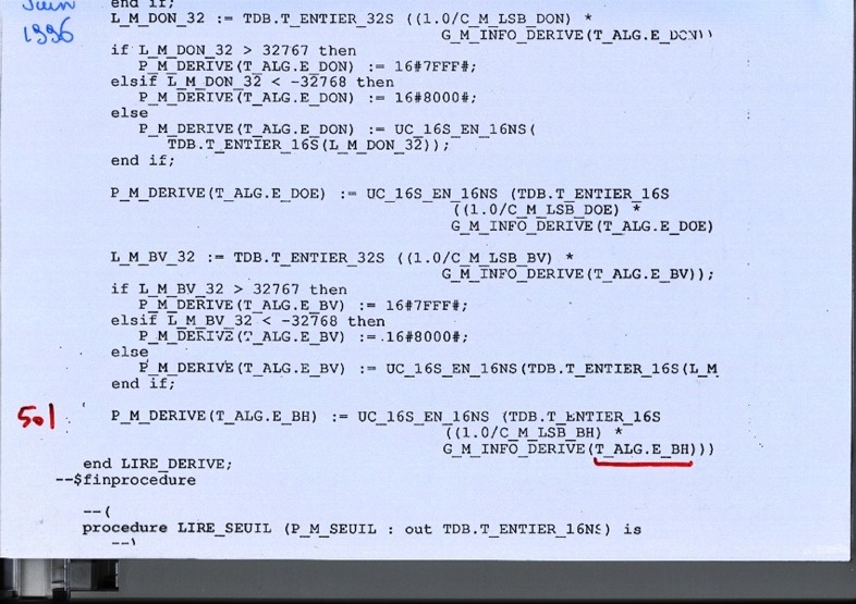 Scan du code source Ada du SRI (Système de Référence Inertielle)