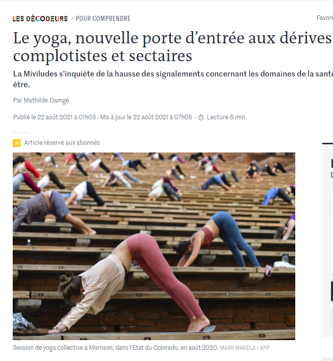 "Le yoga, nouvelle porte d'entrée aux dérives complotistes et sectaires"