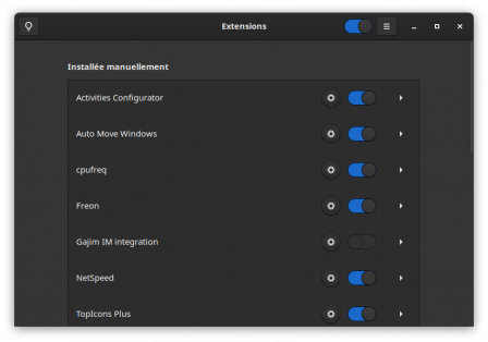 La nouvelle application GNOME Extentions