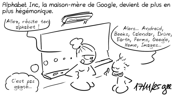 Source : https://campagne2025.bookynette.org/dessinGee/Gee5.png Alphabet Inc, la maison-mère de Google, devient de plus en plus hégémonique