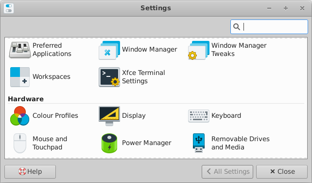 xfce4-settings-manager - the search entry is always shown