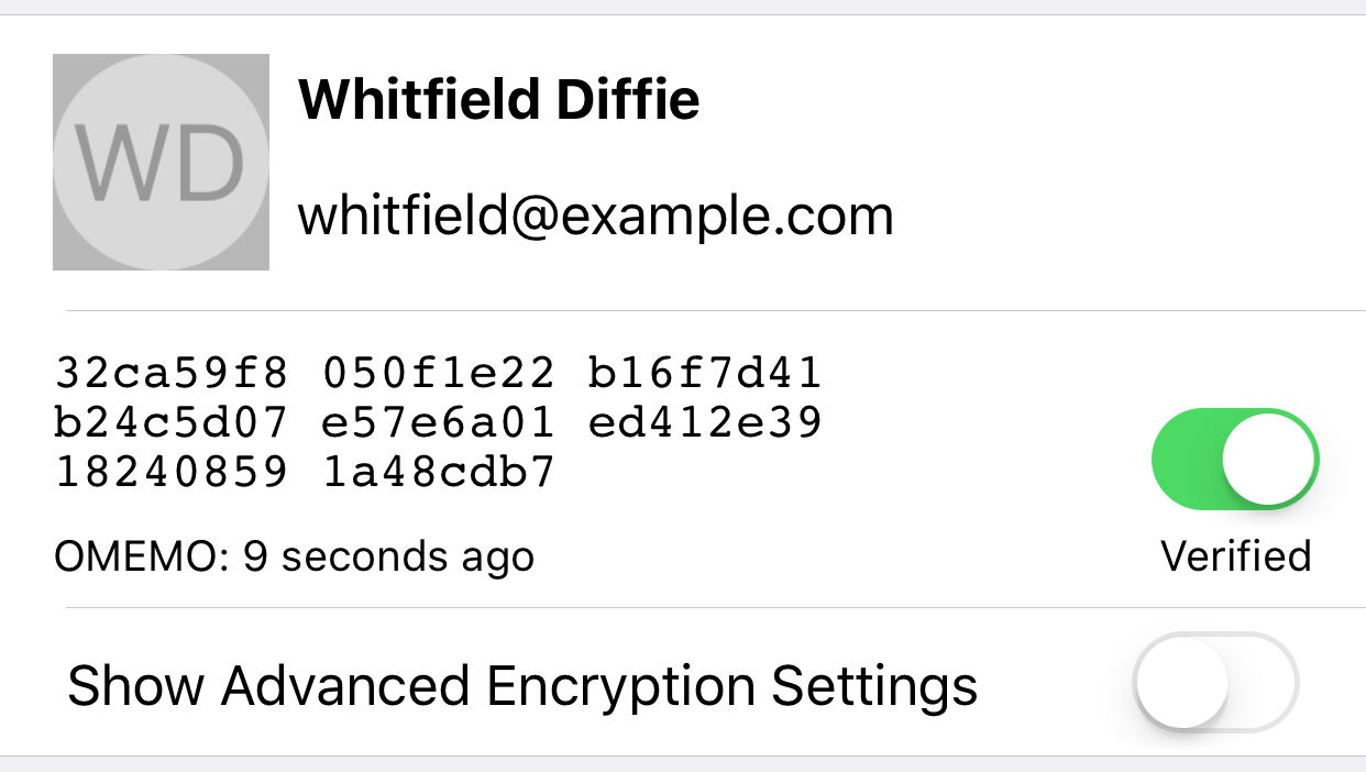 Vérification des clefs de chiffrement dans ChatSecure