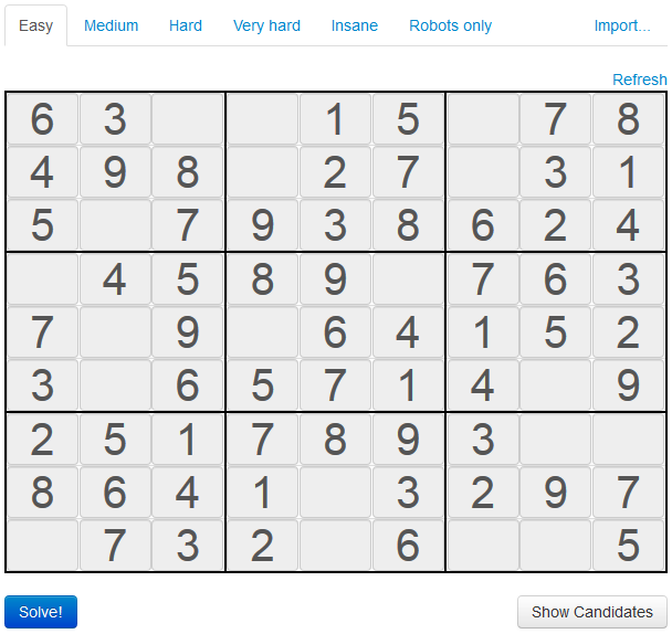 Capture d’écran de Sudoku.js