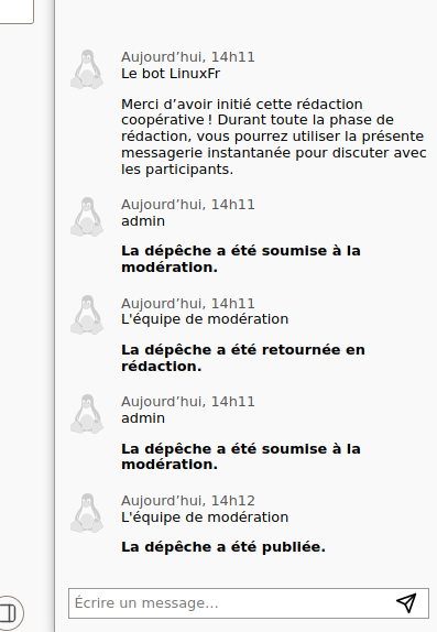 example de messages dans la tribune