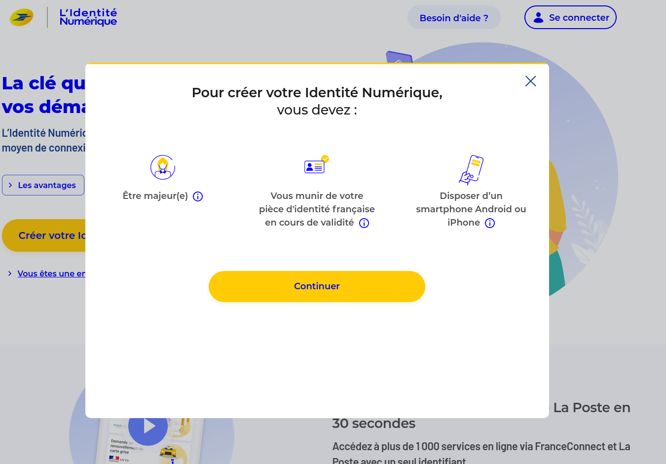 Prérequis identité numérique La Poste