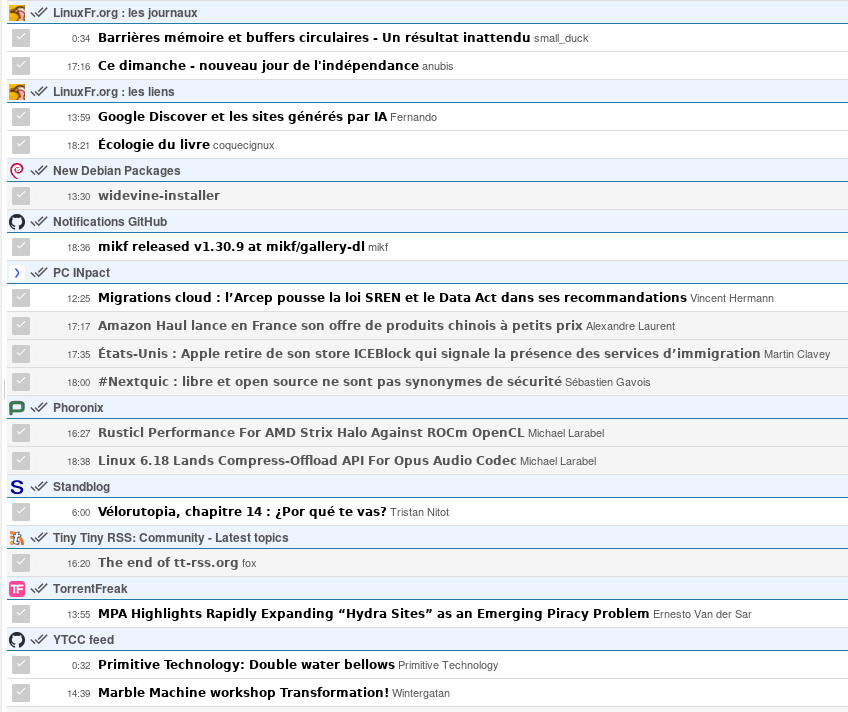 Extrait de mon instance de tt-rss