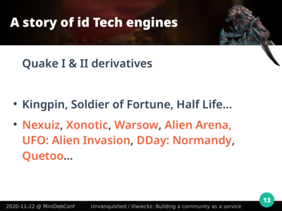 Sélection de jeux construits sur le code de Quake et Quake 2