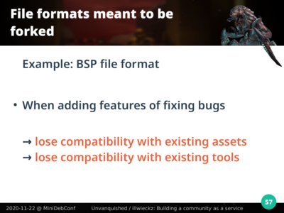 Modifier le format BSP perd la compatibilité avec les outils et les fichiers existants