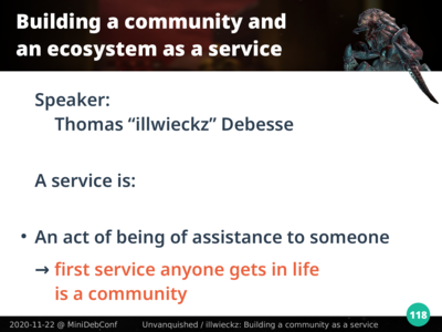 Le premier service que chacun reçoit dans la vie est une communauté