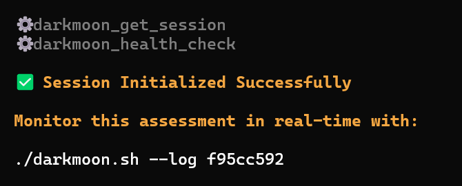 Source : https://docs.dark-moon.org/assets/pics/log-command.png Commande de suivi des journaux d'une session DarkMoon