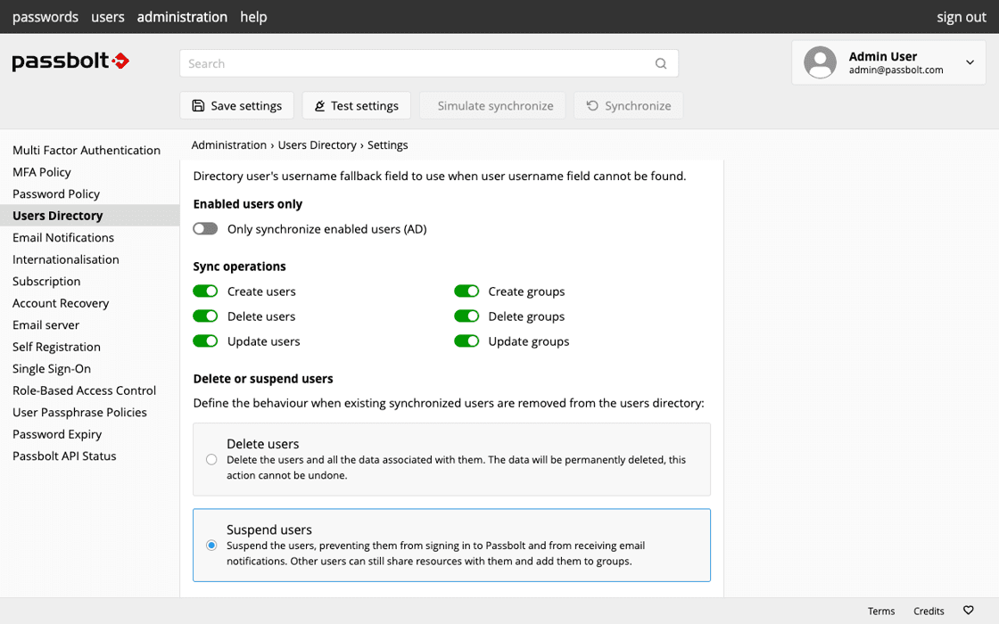 Suspension des utilisateurs ldap dans passbolt 4.9