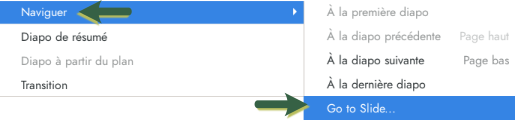 Pour atteindre une diapositive rapidement dans Impress ou dans Draw
