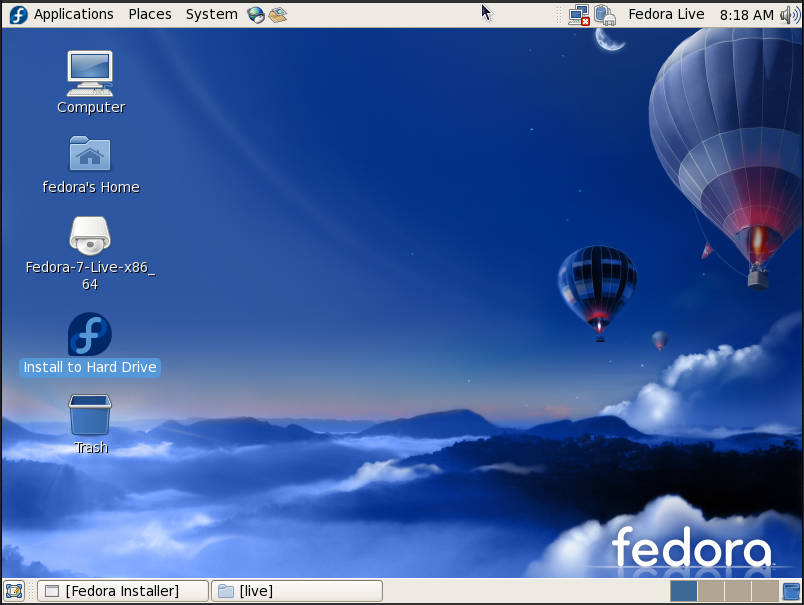 La magnifique Fedora 7 qui introduit le LiveCD officiel
