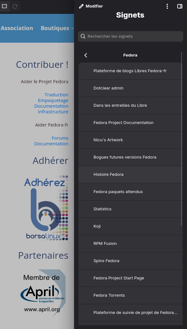 Nouveau gestionnaire de marques-pages de GNOME Web