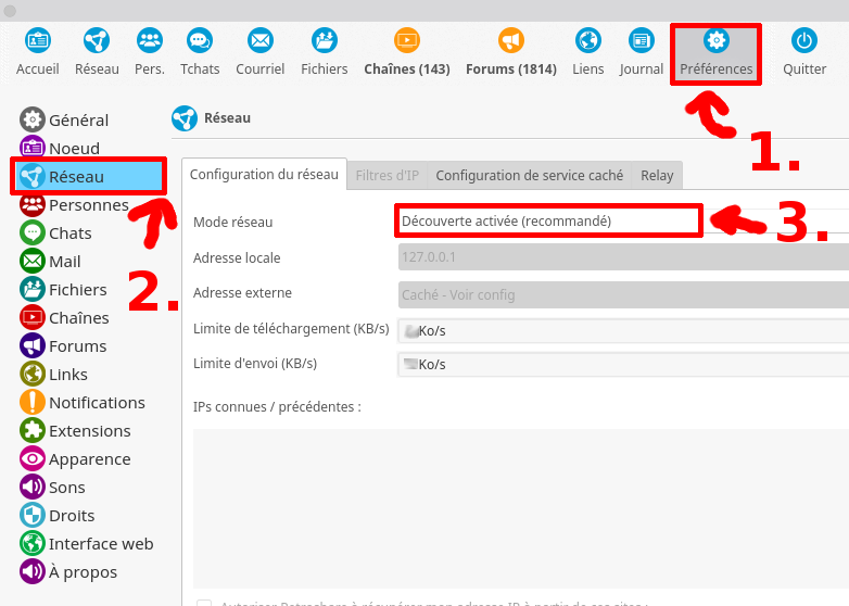 Retroshare activer découverte