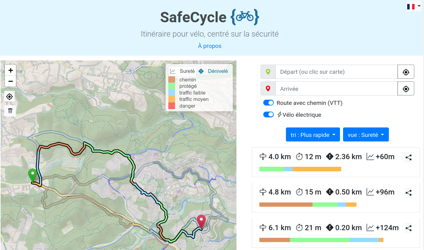 SafeCycle - Itinéraire pour vélo, centré sur la sécurité - LinuxFr.org