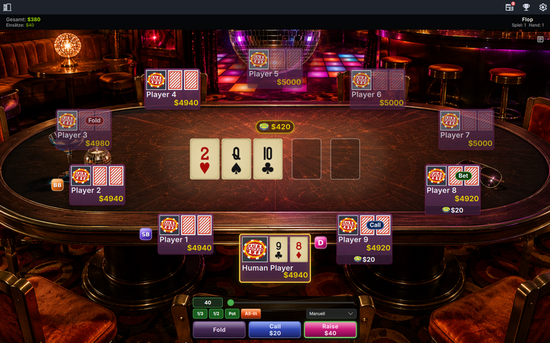 Aperçu de la table QML Disco de PokerTH