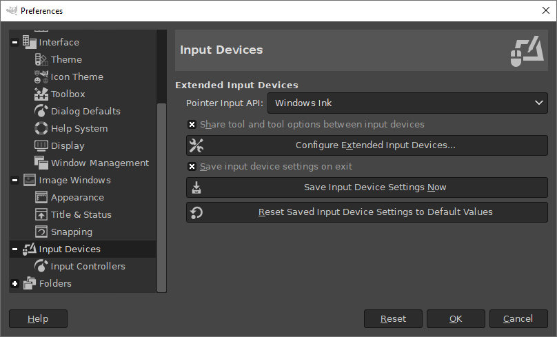 Windows Pointer Input API option in GIMP 2.10.38