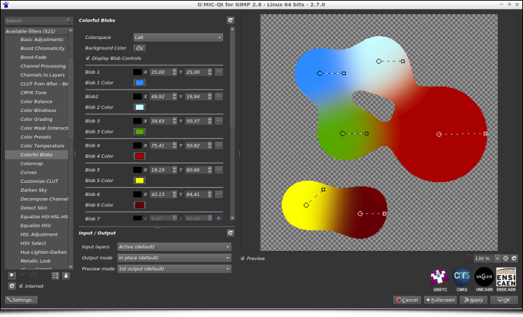 Filtre « Colors / Colorful Blobs » dans G’MIC-Qt