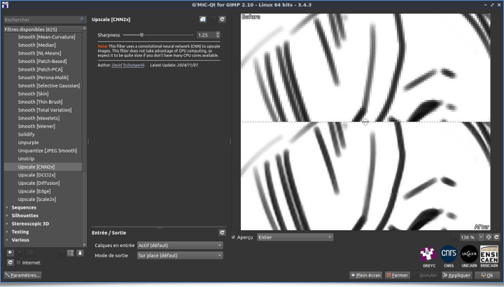 Filtre « Upscale CNN2X »