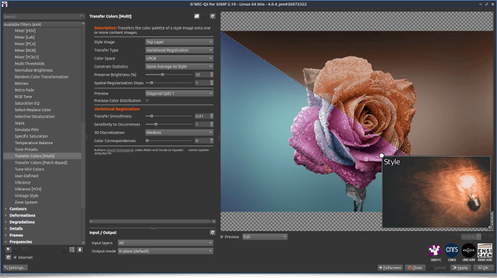 Filtre 'Colors/Transfer Colors (Multi)