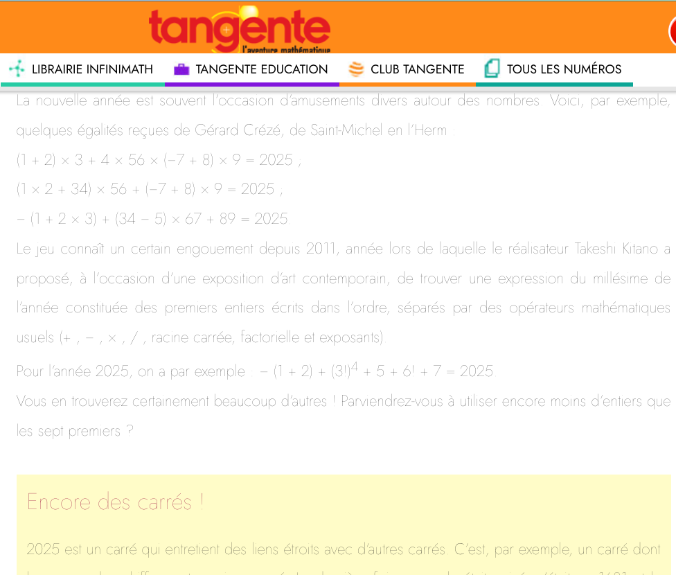 Page de Tangente