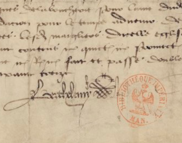 Signature figurant sur le testament de Nicolas Flamel