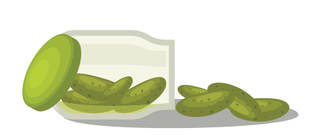 Bocal de cornichons renversé, remix d’oksmith sur openclipart