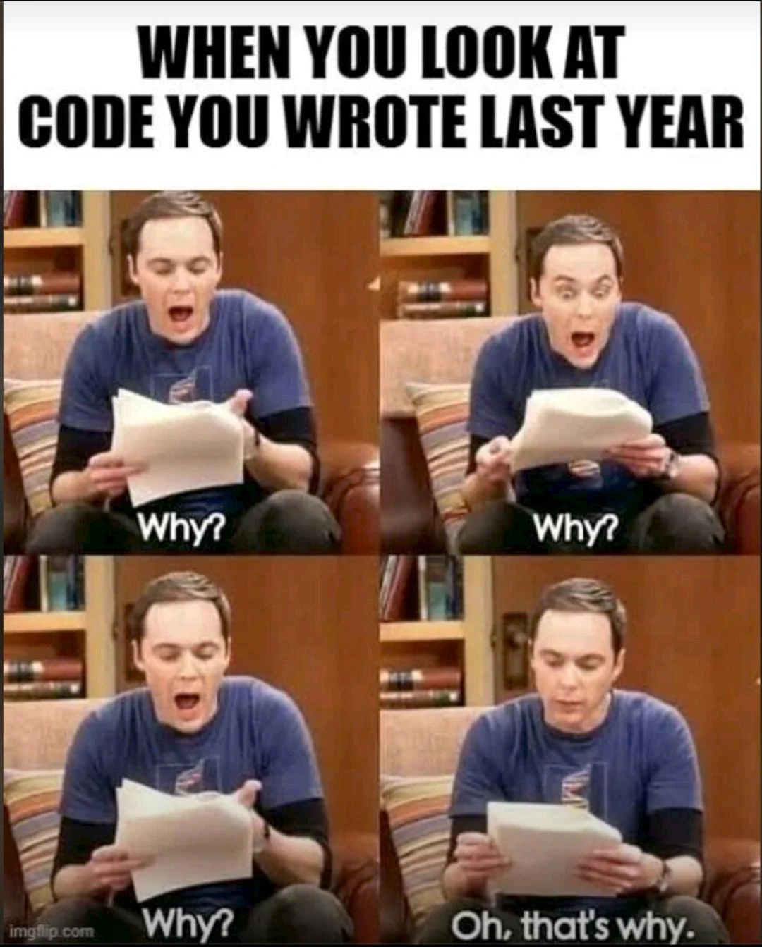 Sheldon ne parvient pas à relire son code