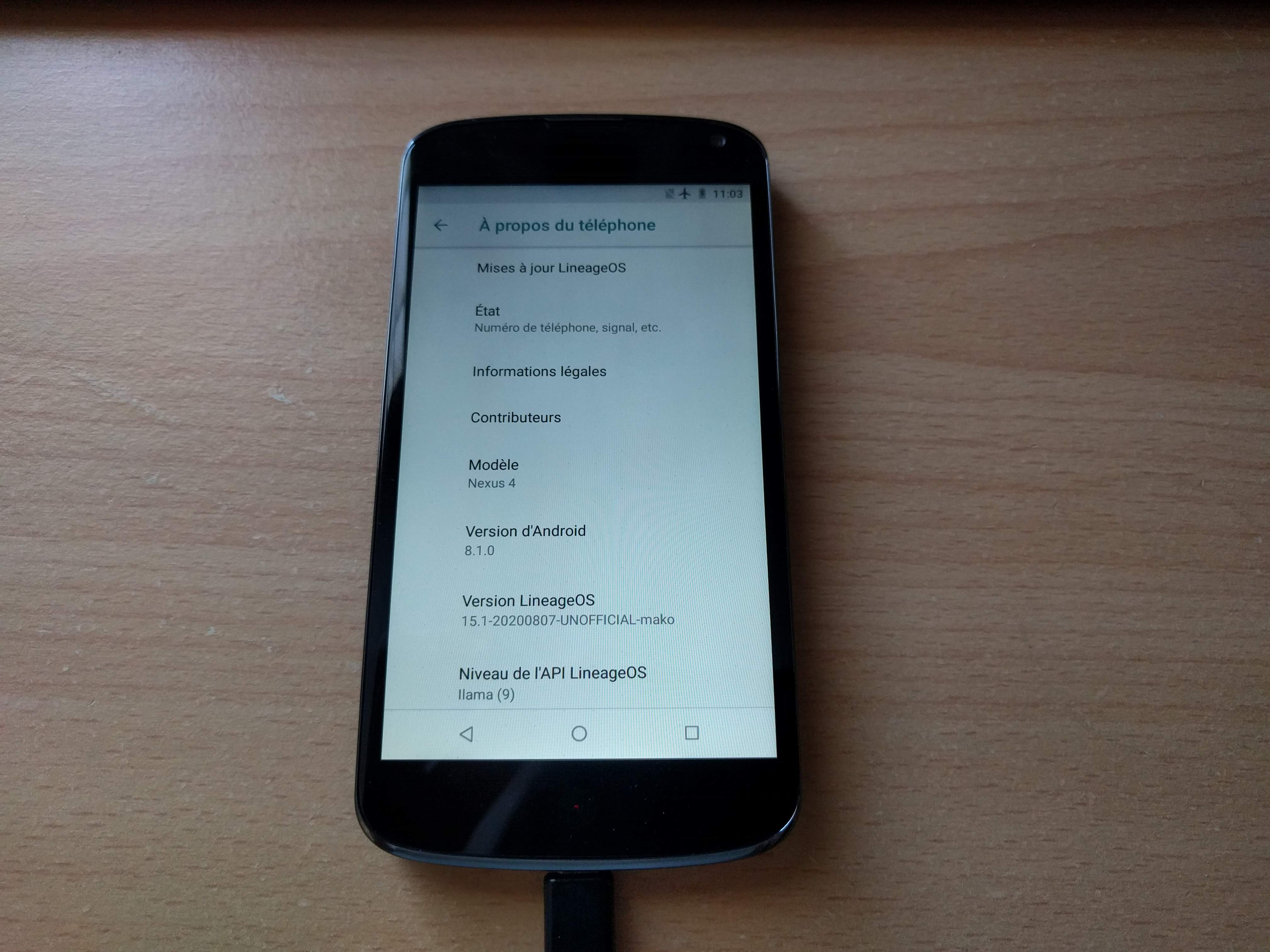 LineageOS sur un Nexus 4