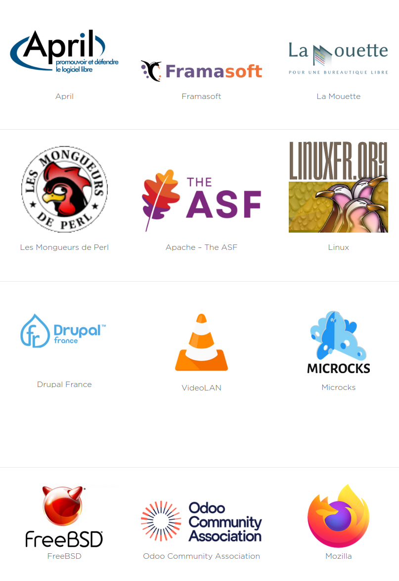 Logo des associations présentes à OSXP 2025