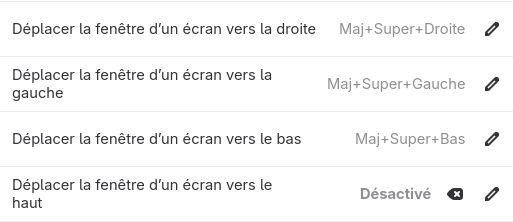 Raccourci Gnome "Déplacer la fenêtre d'un écran vers..."