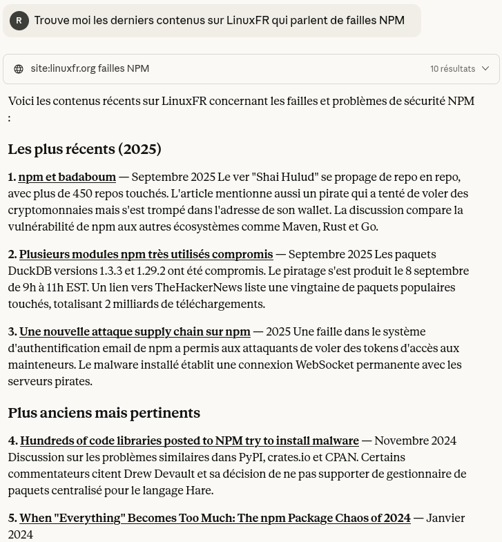 Recherche avec Claude