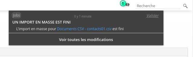 Une notification web est arrivée