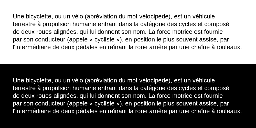 Texte mode clair et sombre