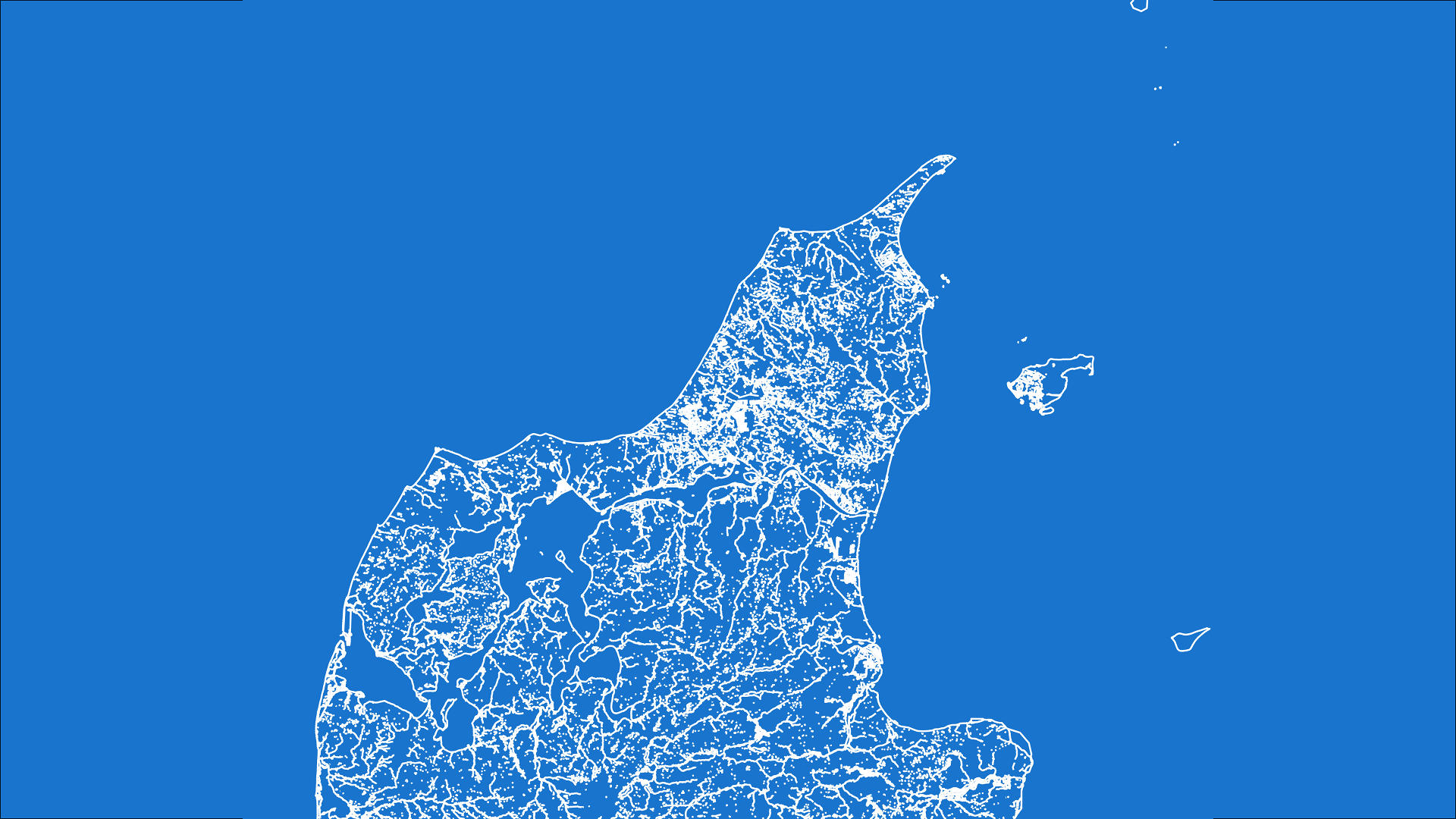 Carte du Jutland réalisée à partir de données OSM, style diazographie