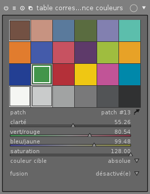 Mode « absolu » pour choisir la couleur cible dans le module CLUT