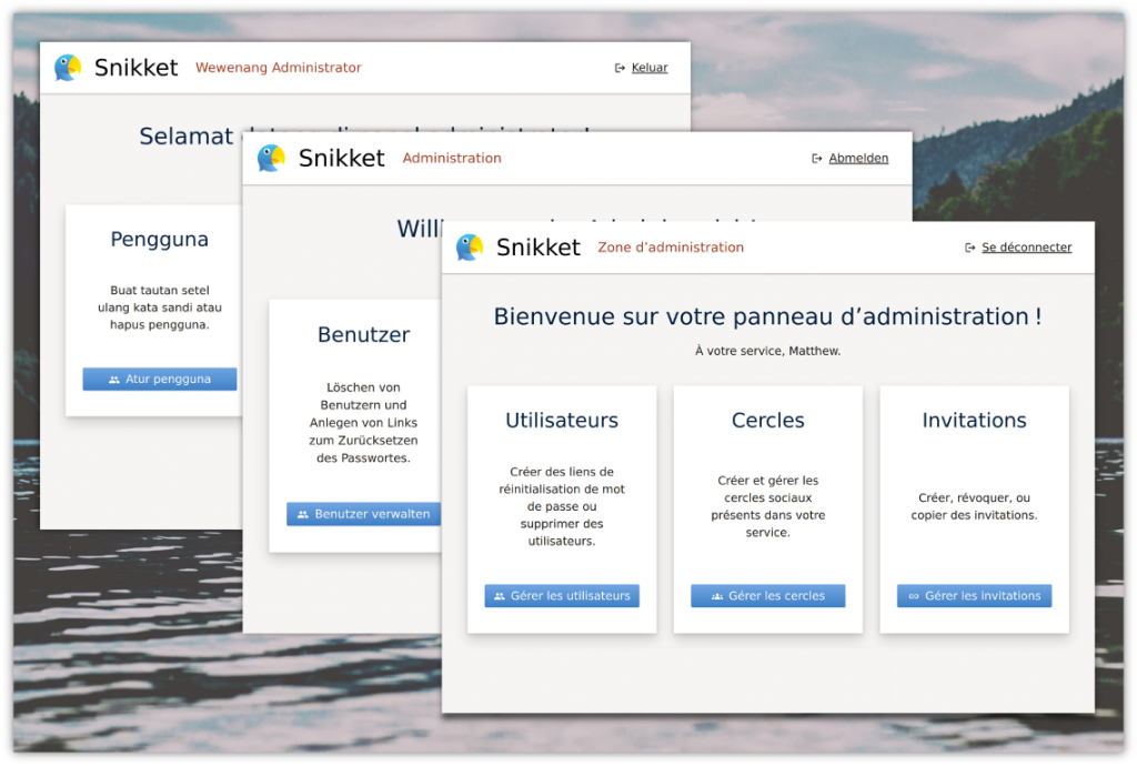 Page web d’administration de Snikket