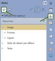 Le panneau Styles du Volet latéral d’Impress