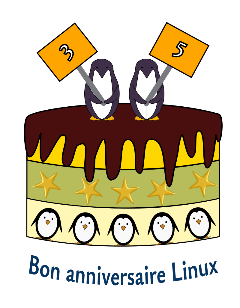 Gâteau d'anniversaire pour les 35 ans de Linux