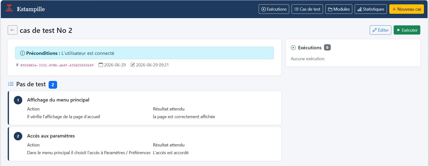 Vous avez un cas de test