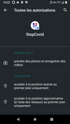 autorisations stopcovid : géloc précise