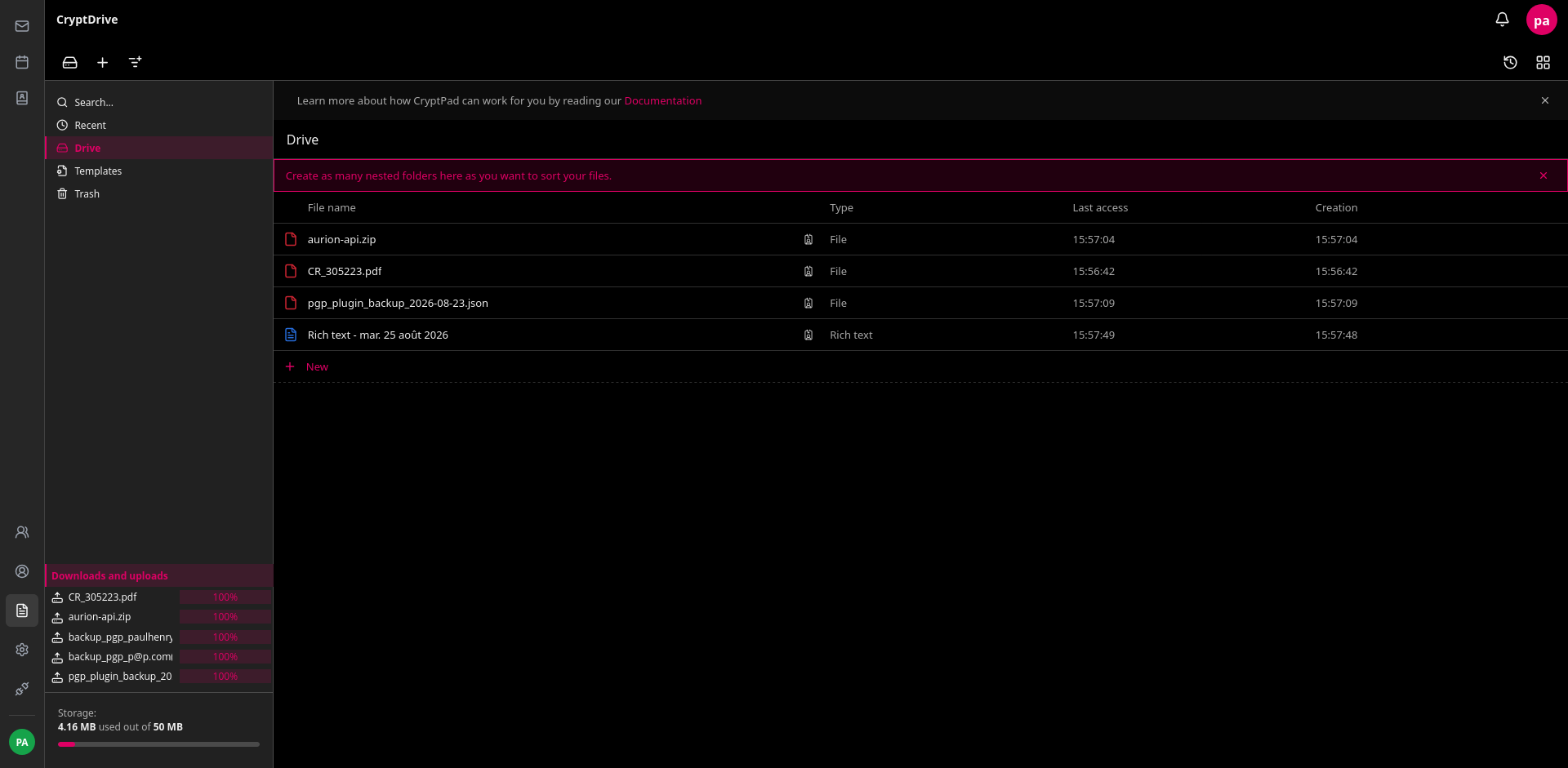 UI du Drive