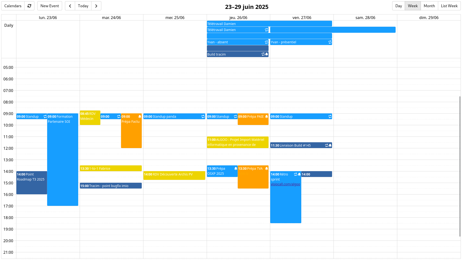 Capture d'écran OpenCalendar