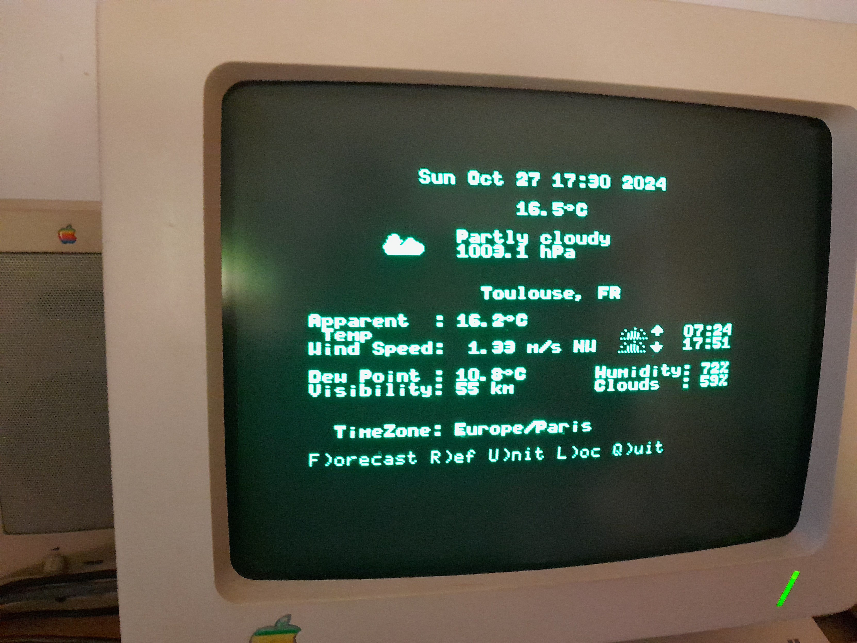 Photo de prévision météo sur un Apple II